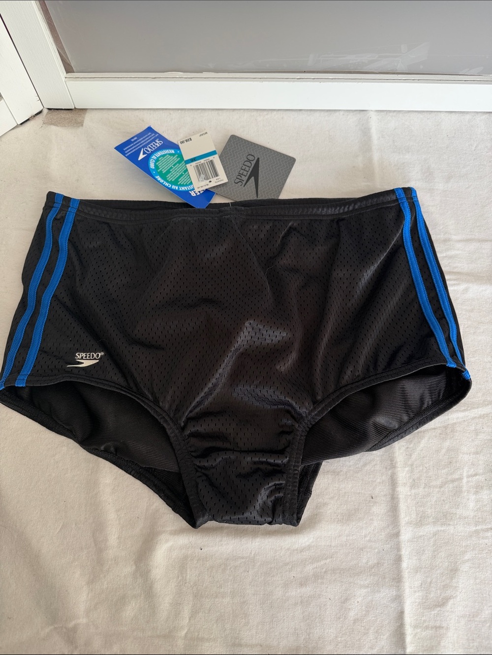 Speedo mesh training drag suit nwt black blue 36